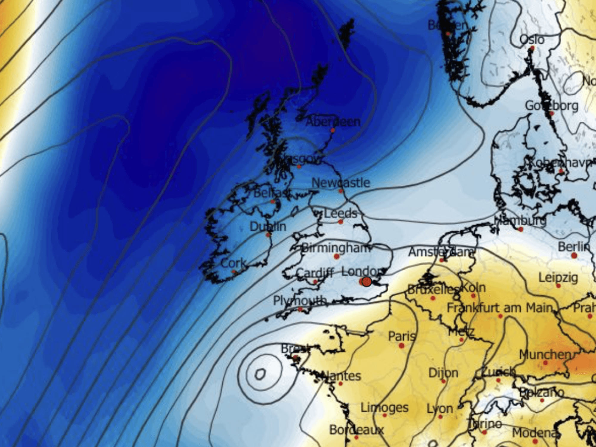 Cold weather will seep down from the north