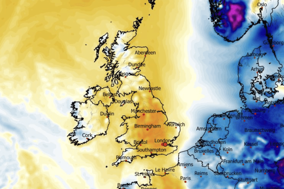 Colder weather will be kept at bay to the east of the UK