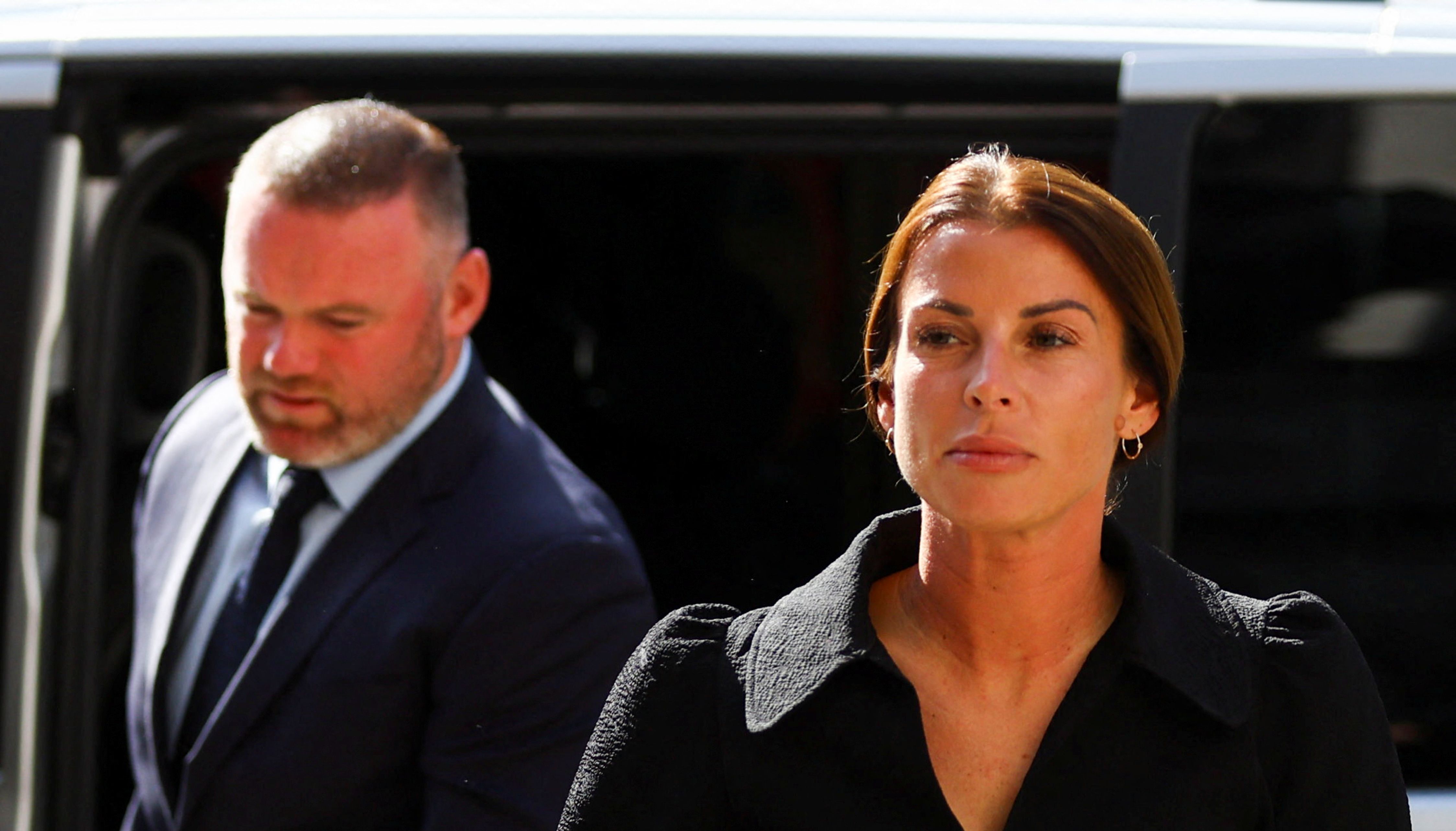 Coleen Rooney, wife of Derby County Manager Wayne Rooney, arrives at the Royal Courts of Justice, in London.