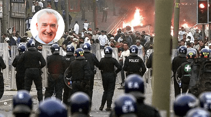Colin Brazier (left), Brixton race riots (right)