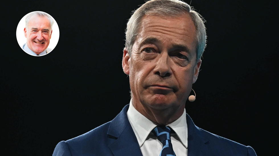 Colin Brazier (left), Nigel Farage (middle)