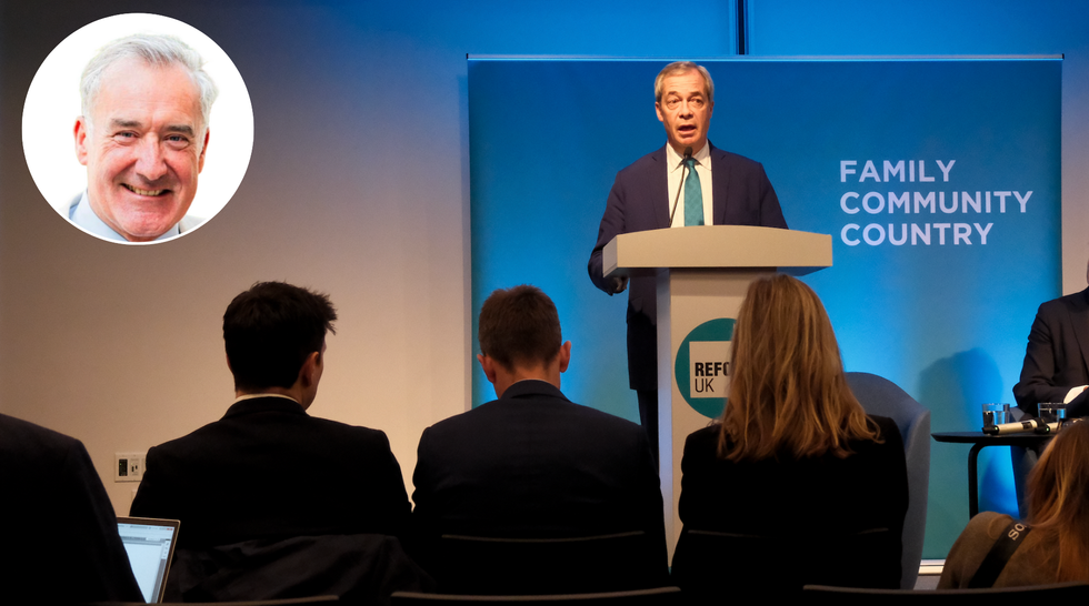 Colin Brazier (left), Nigel Farage (right)