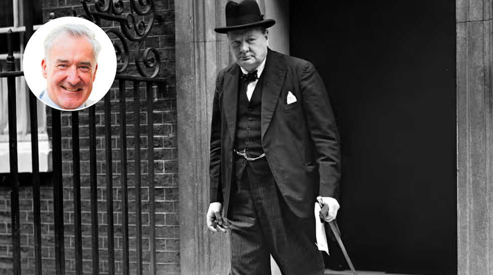 Colin Brazier (left), Winston Churchill (right)