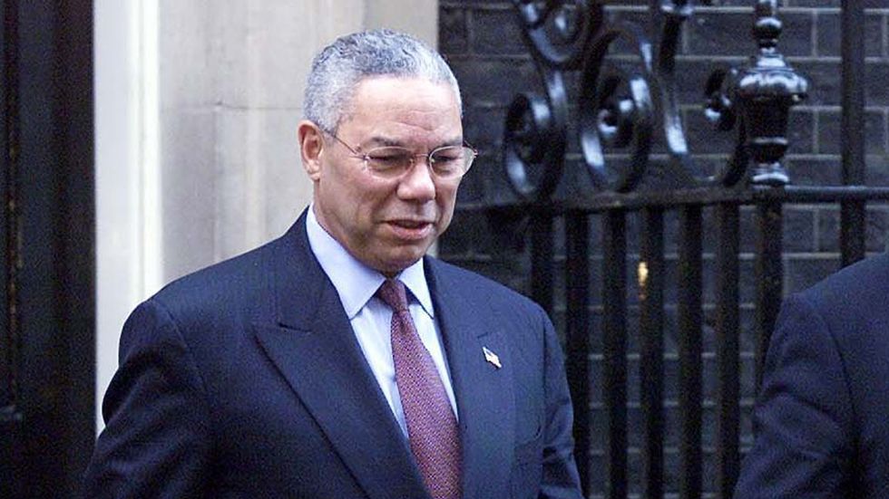 Colin Powell outside Downing Street
