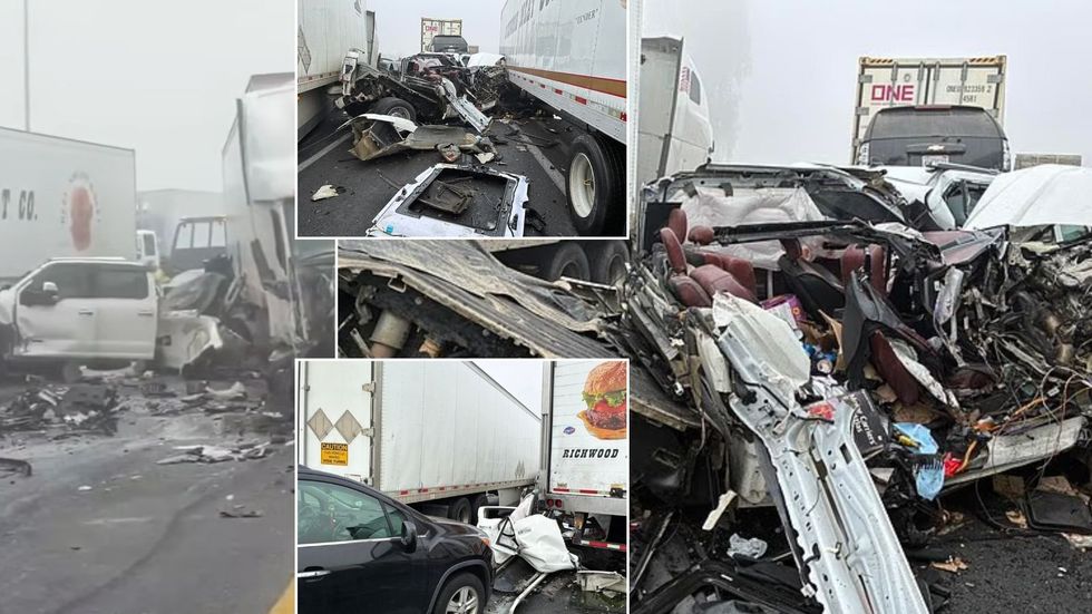 Carnage as ONE HUNDRED AND FIFTY vehicles involved in busy California highway collision