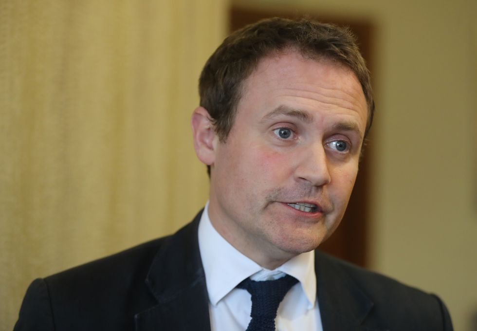 Committee chairman Tom Tugendhat speaking to the media at the Armagh city hotel as members of the Commons Foreign Affairs Committee came to Northern Ireland to discuss foreign policy and Brexit.