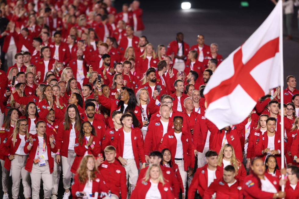 Commonwealth Games - Opening Ceremony - Alexander Stadium, Birmingham, Britain - July 28, 2022 General view of the England team during the athletes parade REUTERS/Stoyan Nenov