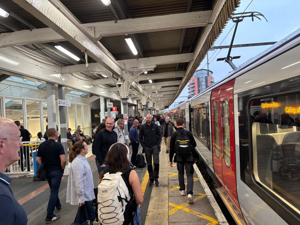 Commuters gathered on Platform One at Chelmsford this morning