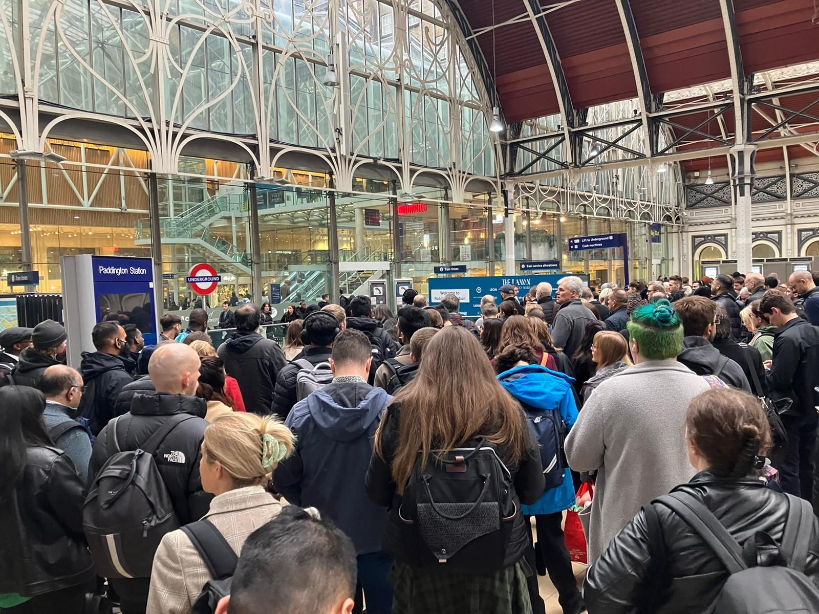 Commuters queuing at Paddington Station