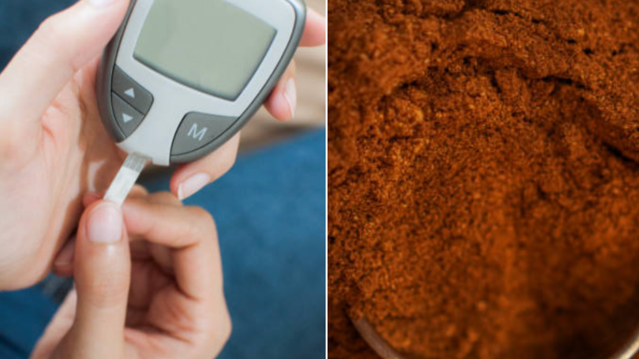 Composite image of a diabetes test and cinnamon spice