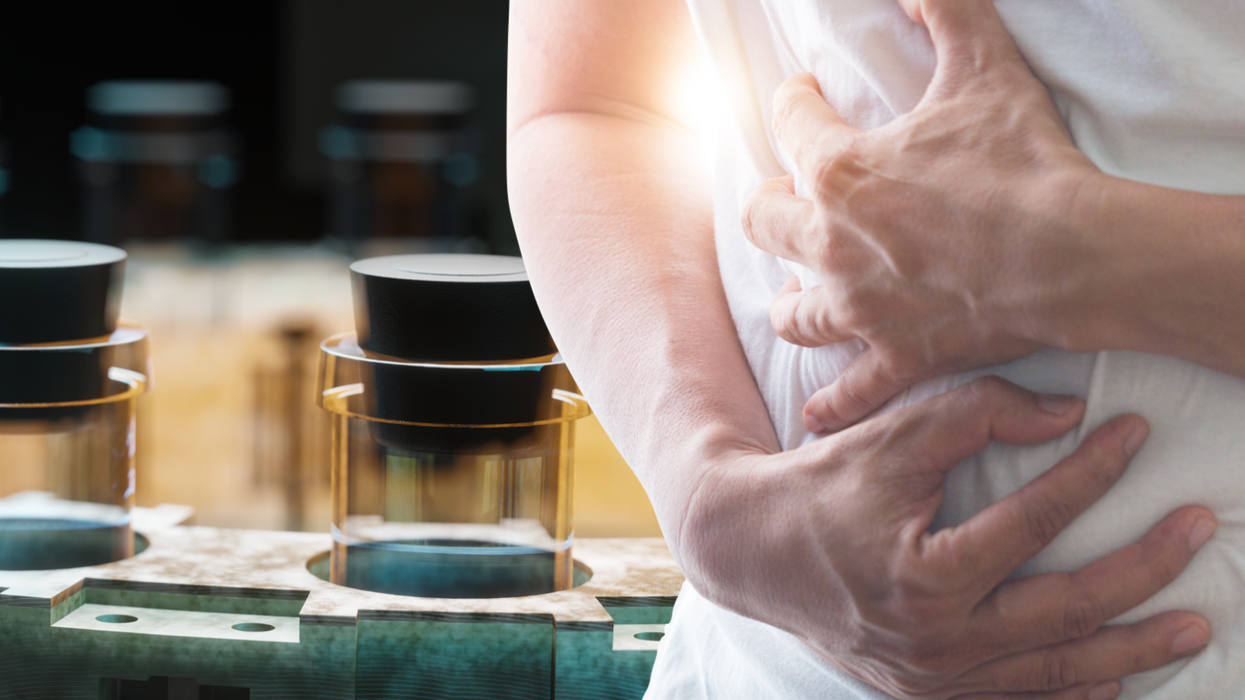 Composite image of a drug and bowel pain