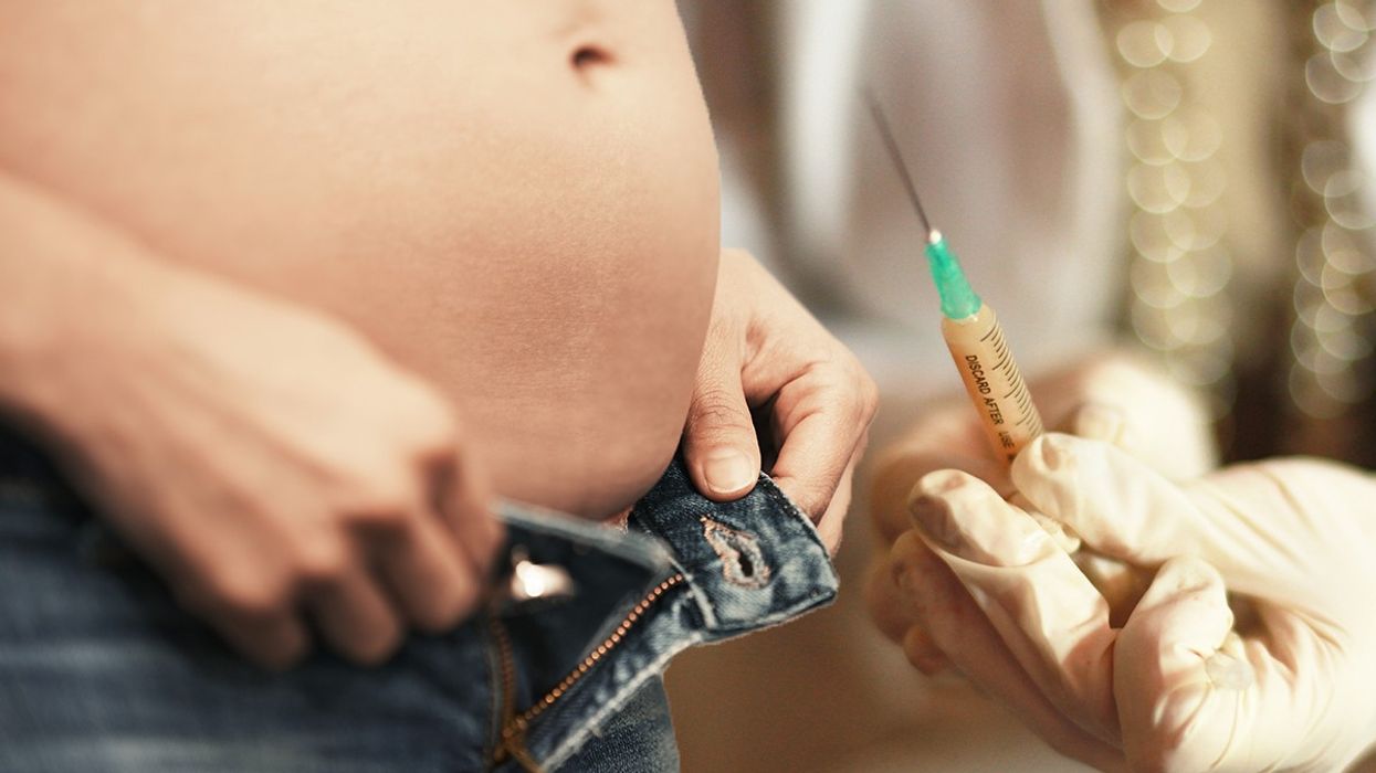 Composite image of belly and injection