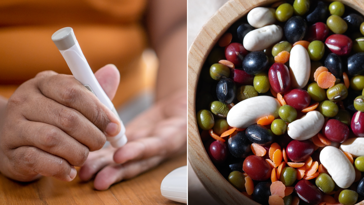 Composite image of diabetes pen and beans