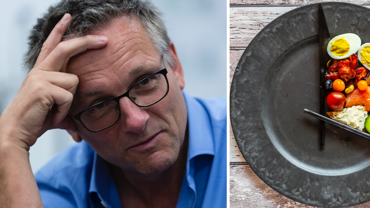 Composite image of Michael Mosley and intermittent fasting plate