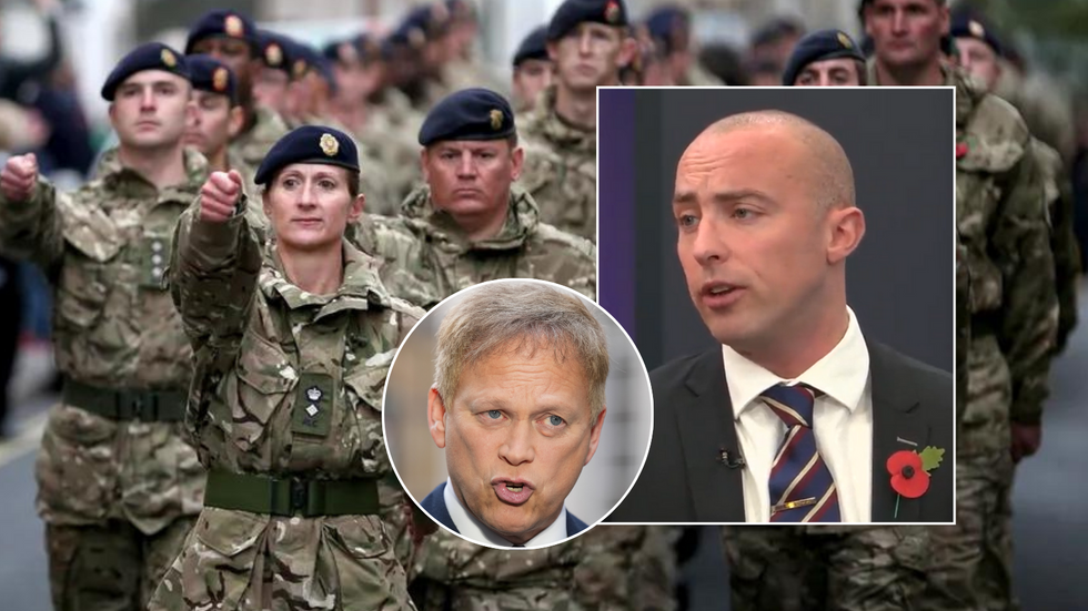 Composite image of soldiers, Robert Clark and Grant Shapps