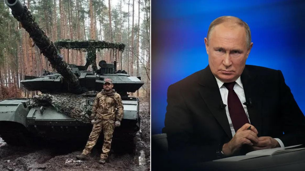 Composite of T-62 tank and Putin