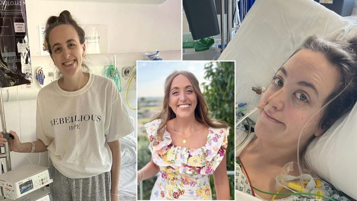 Composites image of Ellie Wilcock, 27, diagnosed with stage 4 bowel cancer at aged just 25