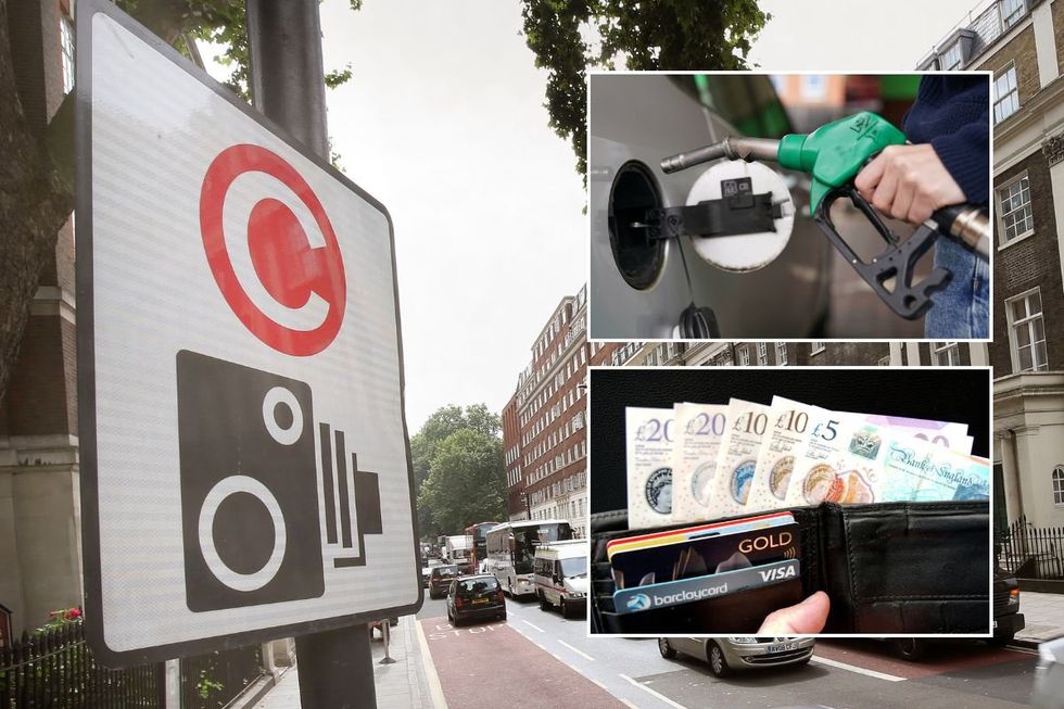 Congestion charge, a fuel pump and a wallet of cash