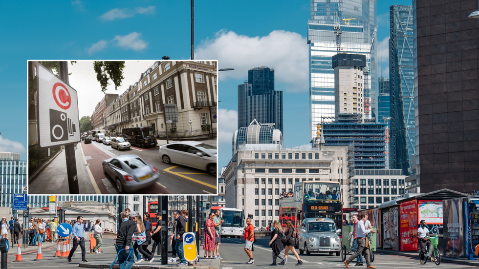 Congestion Charge sign and London roads
