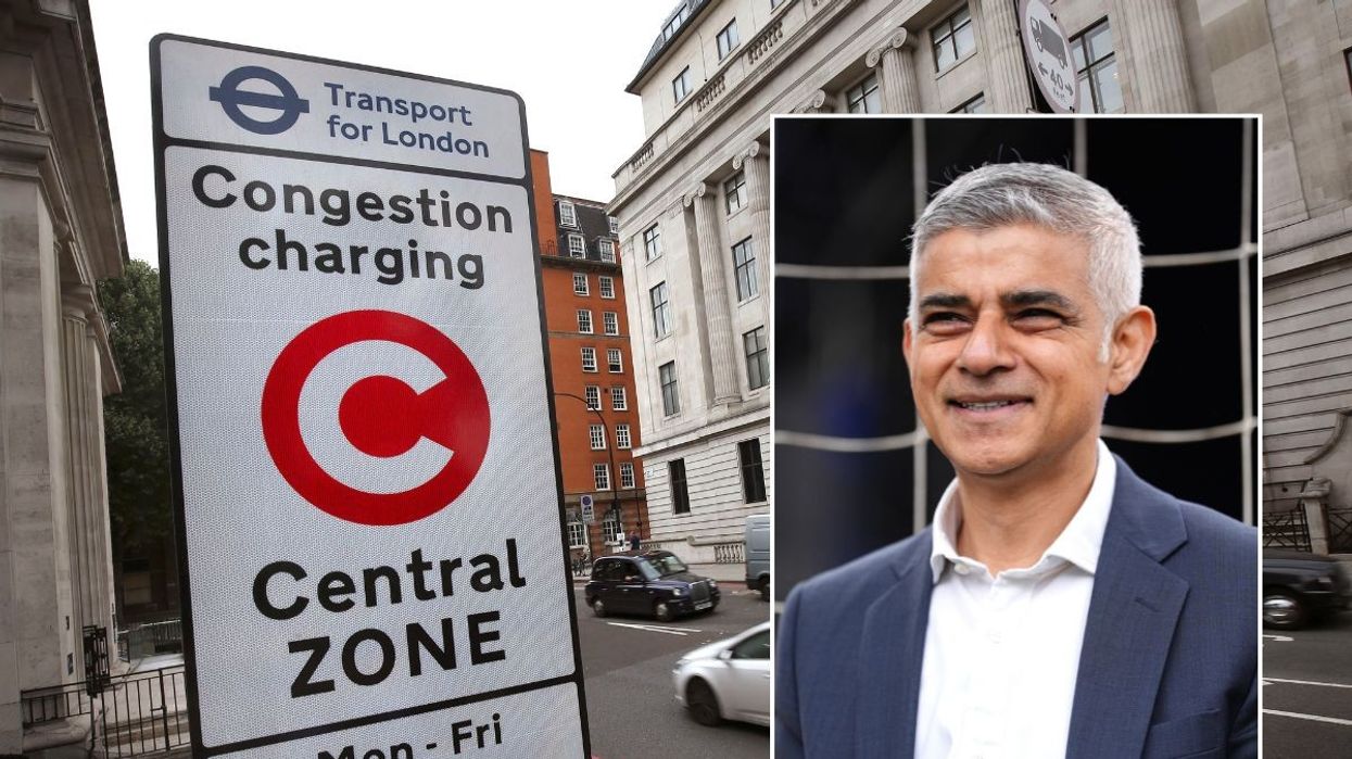 Congestion Charge sign and Sadiq Khan