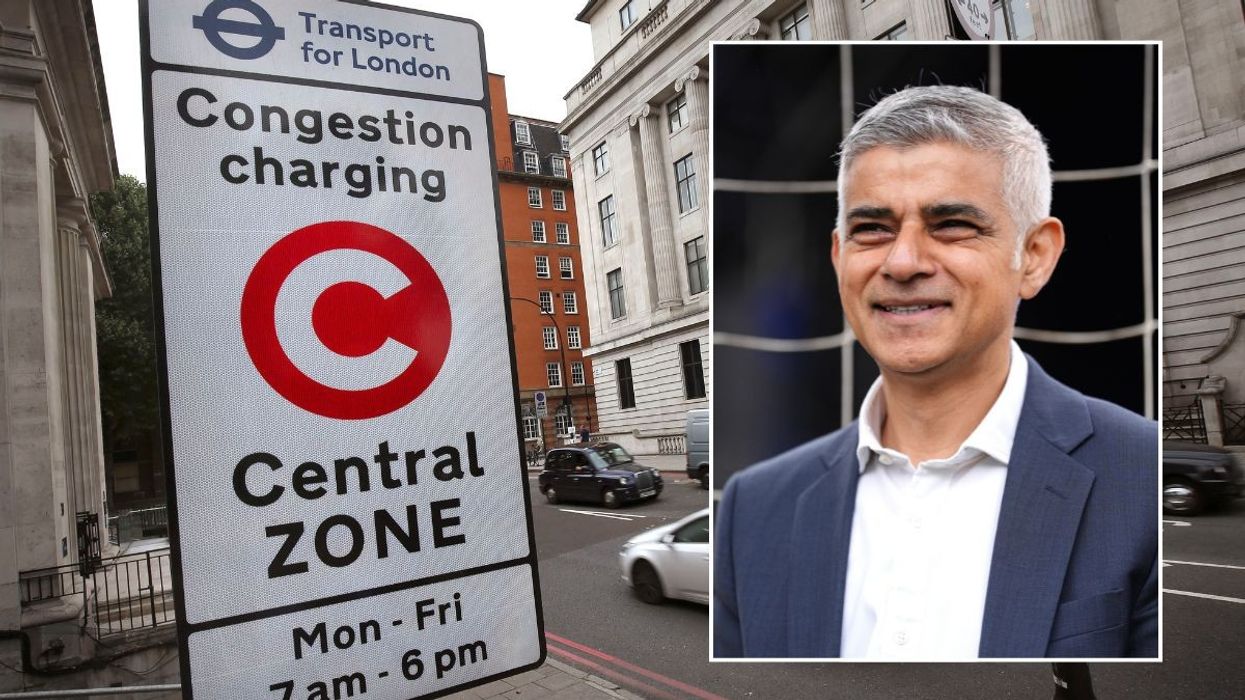 Congestion Charge sign and Sadiq Khan