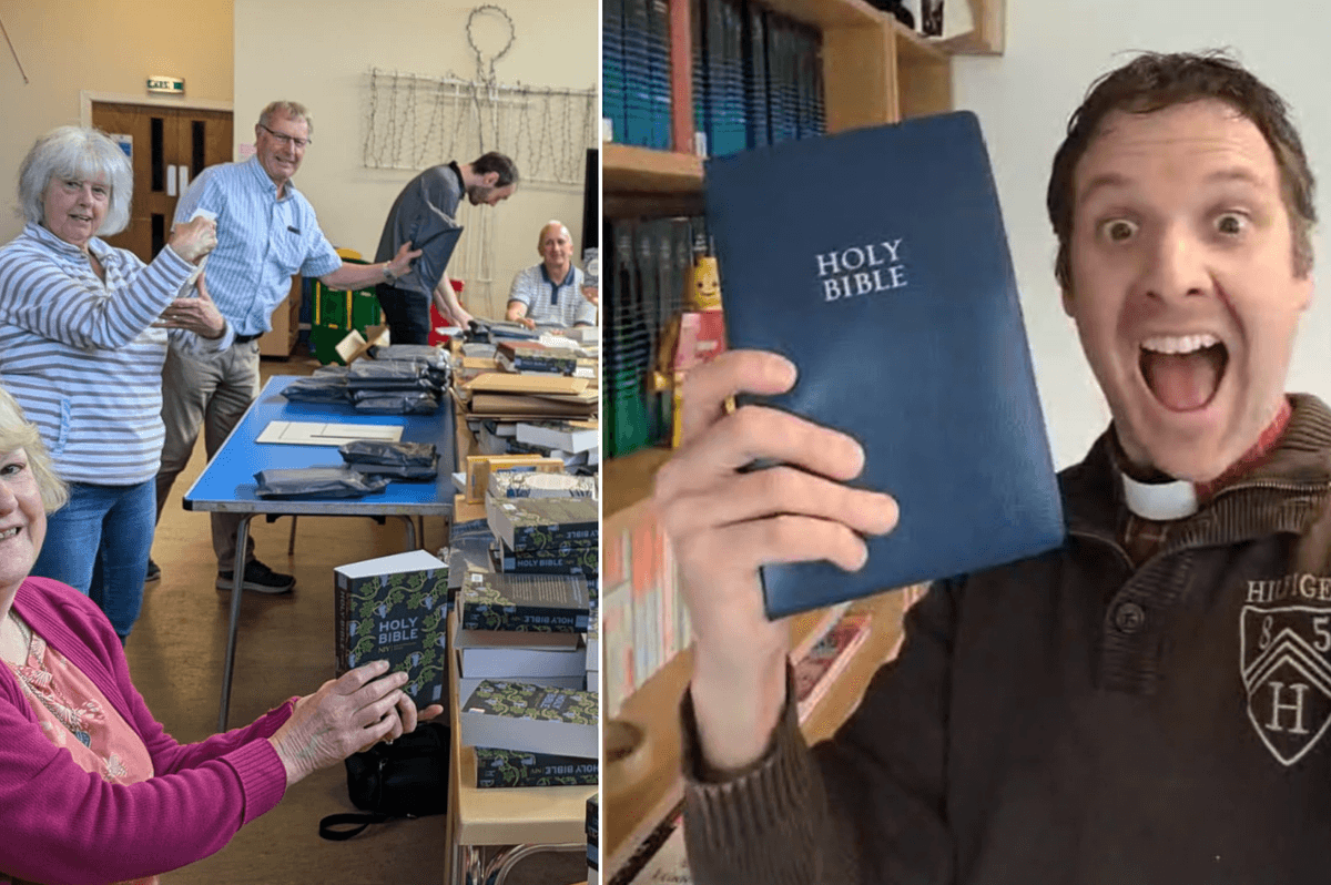 Congregation of St Thomas Church in Aldridge; David Sims holding the Bible on his TikTok