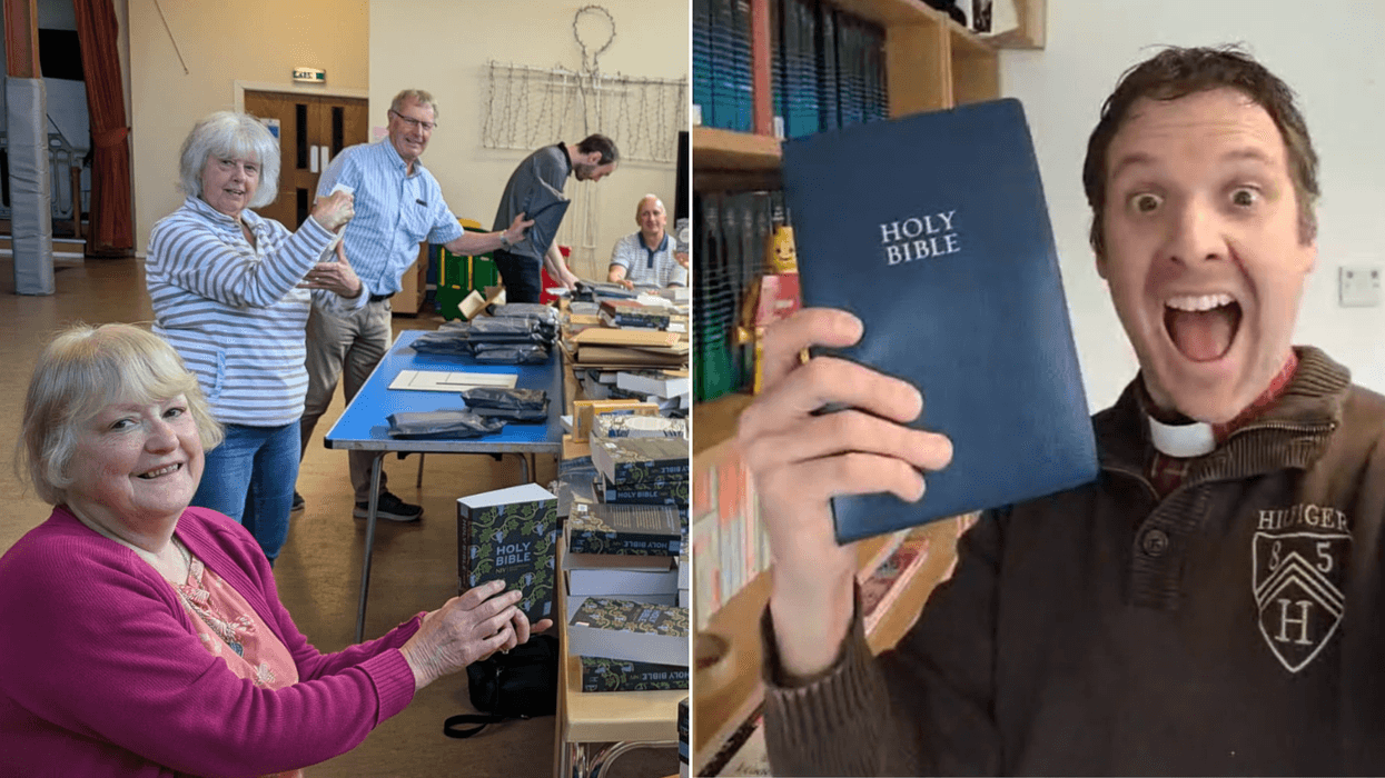 Congregation of St Thomas Church in Aldridge; David Sims holding the Bible on his TikTok
