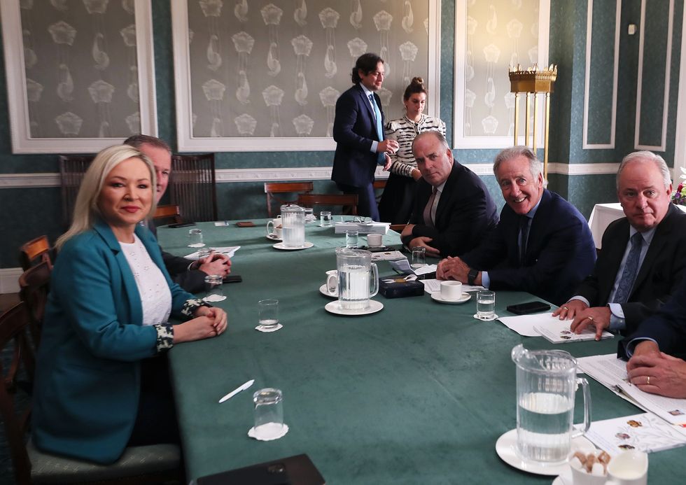 Congressman Richard Neal (second right) and members of the Congressional delegation with Sinn Fein Vice President Michelle O'Neill for a meeting at Parliament Buildings, Stormont in Belfast.