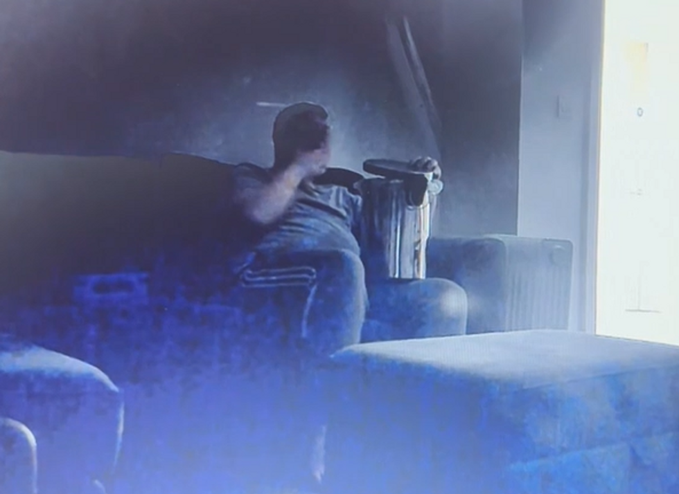 Connor eating from bin