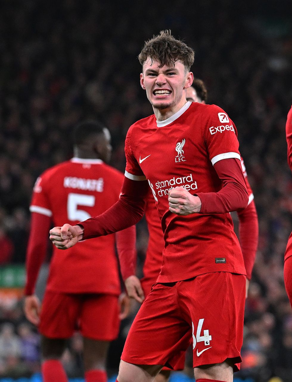 Conor Bradley scored his first senior goal for Liverpool against Chelsea this week