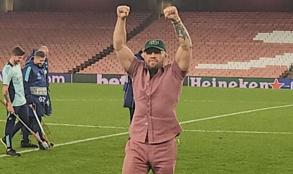 Conor McGregor got on the pitch at the Emirates on Tuesday night