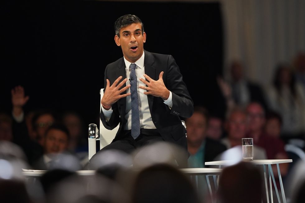 Conservative leadership candidate Rishi Sunak speaking at a hustings event at the Pavilion conference centre at Elland Road in Leeds. Picture date: Thursday July 28, 2022.