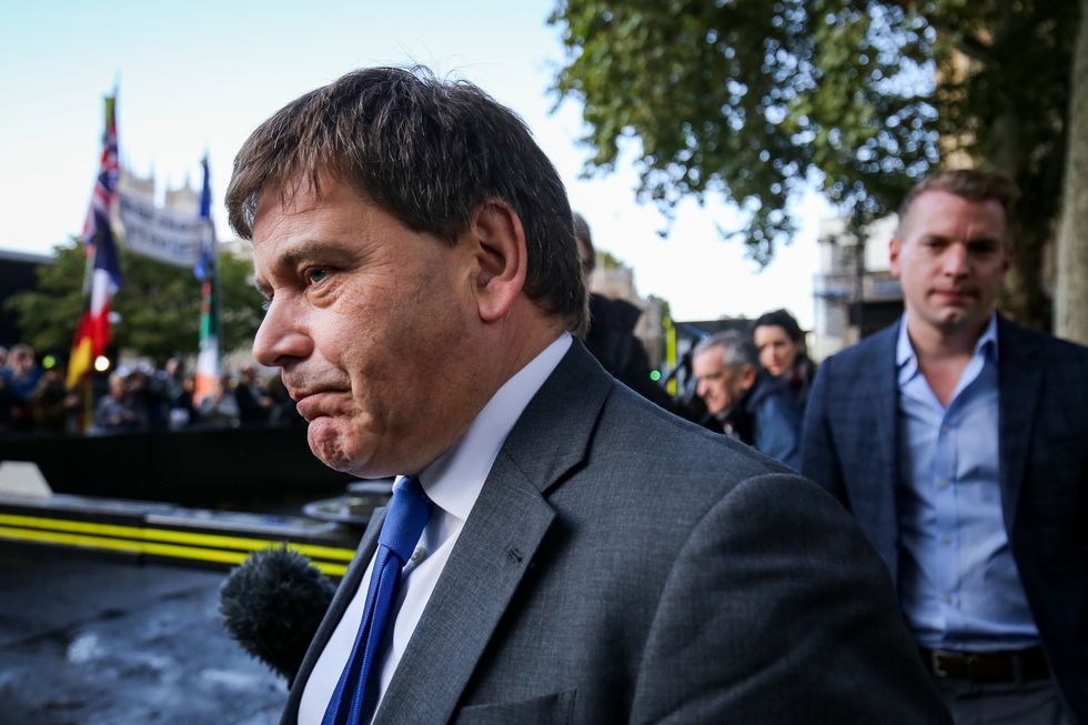 Conservative MP Andrew Bridgen in Parliament Square, London, during an anti-Brexit, Let Us Be Heard rally, after it was announced that the Letwin amendment, which seeks to avoid a no-deal Brexit on October 31, has been accepted.