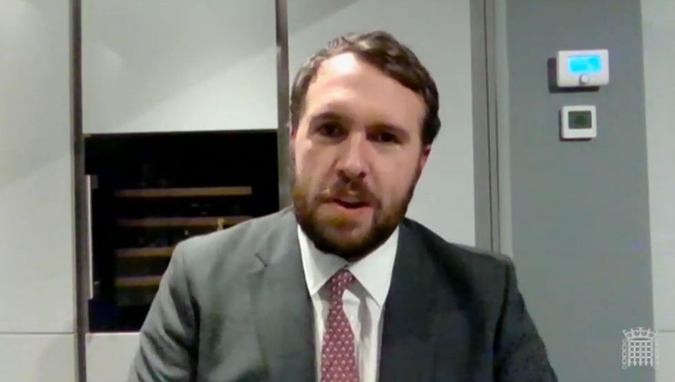 Conservative MP Jonathan Gullis after putting on a jacket, he had been set to address the Commons from home during a debate on support for businesses and individuals during the Covid-19 pandemic but was snubbed from making a virtual contribution to Parliament after being judged to be dressed too casually. Picture date: Tuesday February 23, 2021.