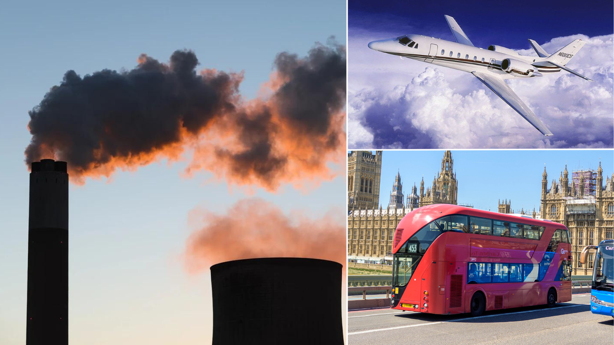 Cooling towers/private jet/London bus