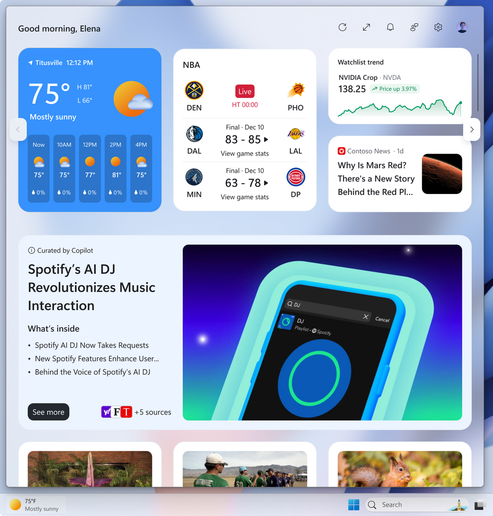 Copilot Curated Stories shown in an article from the Start Menu