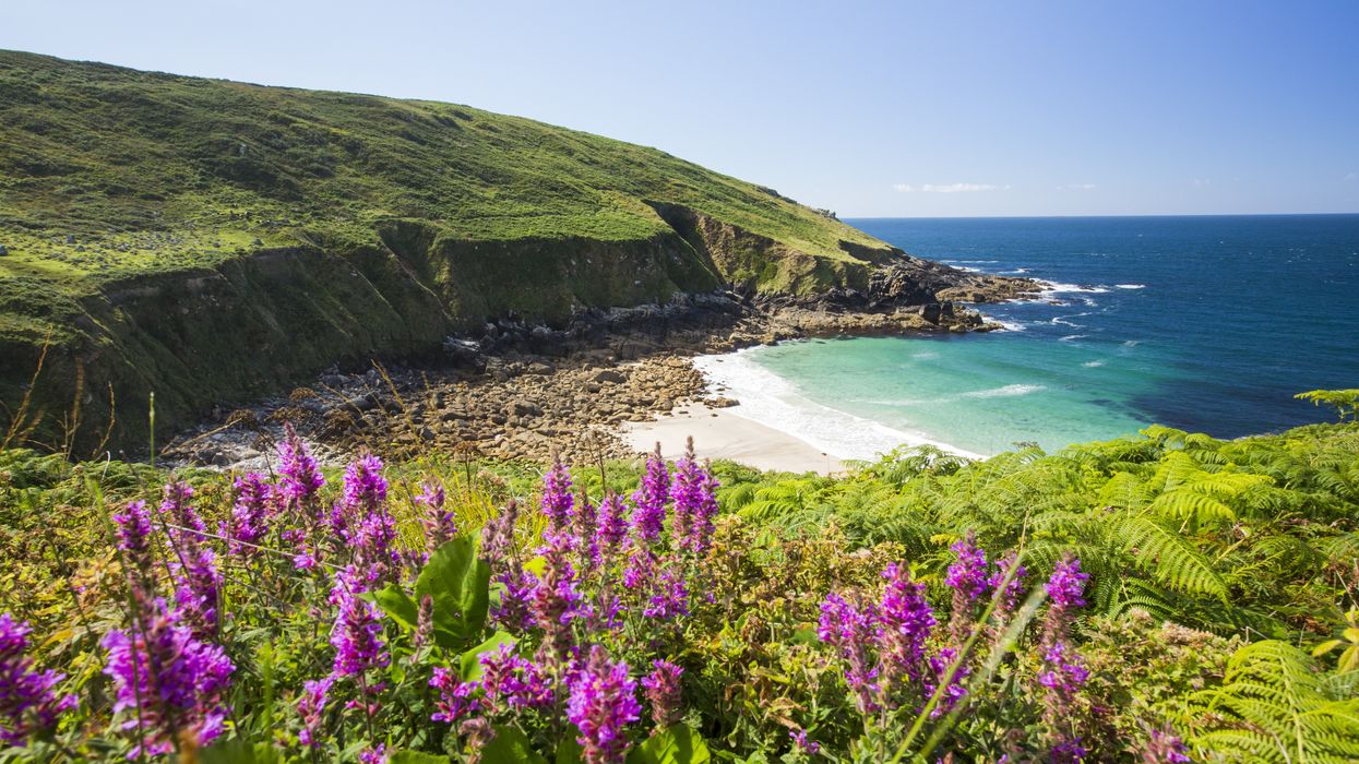 Cornwall beach and hills
