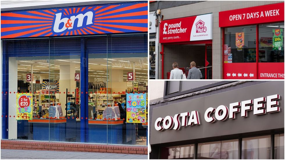 Costa Coffeee, B&M and Poundstretcher