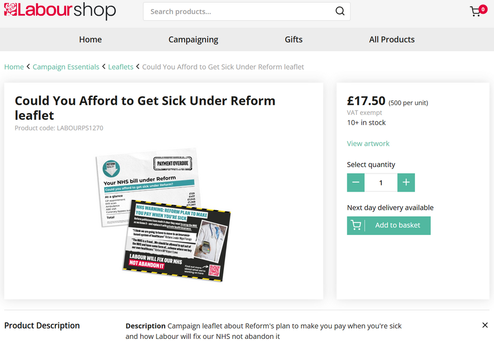 Could you afford to get sick under Reform leaflet