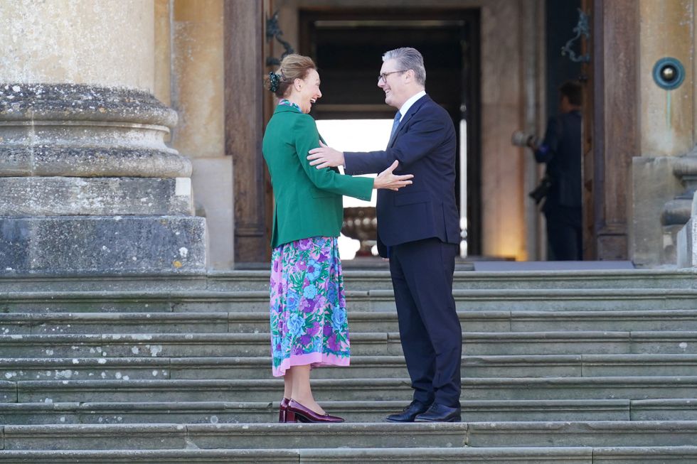 Council of Europe secretary general Marija Pejcinovic Buric is welcomed by Prime Minister Sir Keir Starmer to the European Political Community summit at Blenheim Palace
