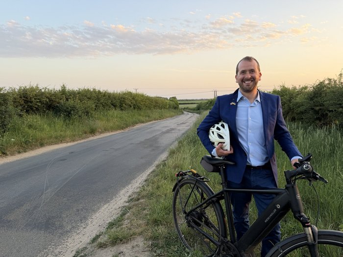 Councillor Tim Bearder cycling