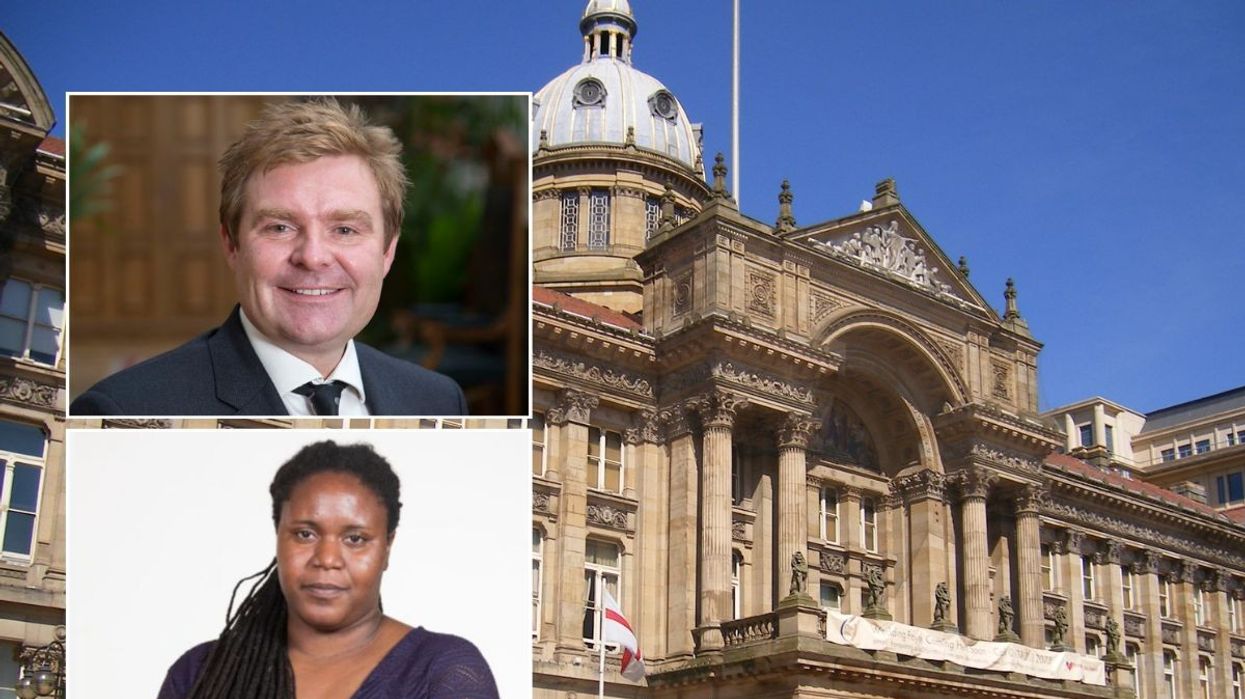Councillors John Cotton and Sharon Thompson superimposed in front of Birmingham city council