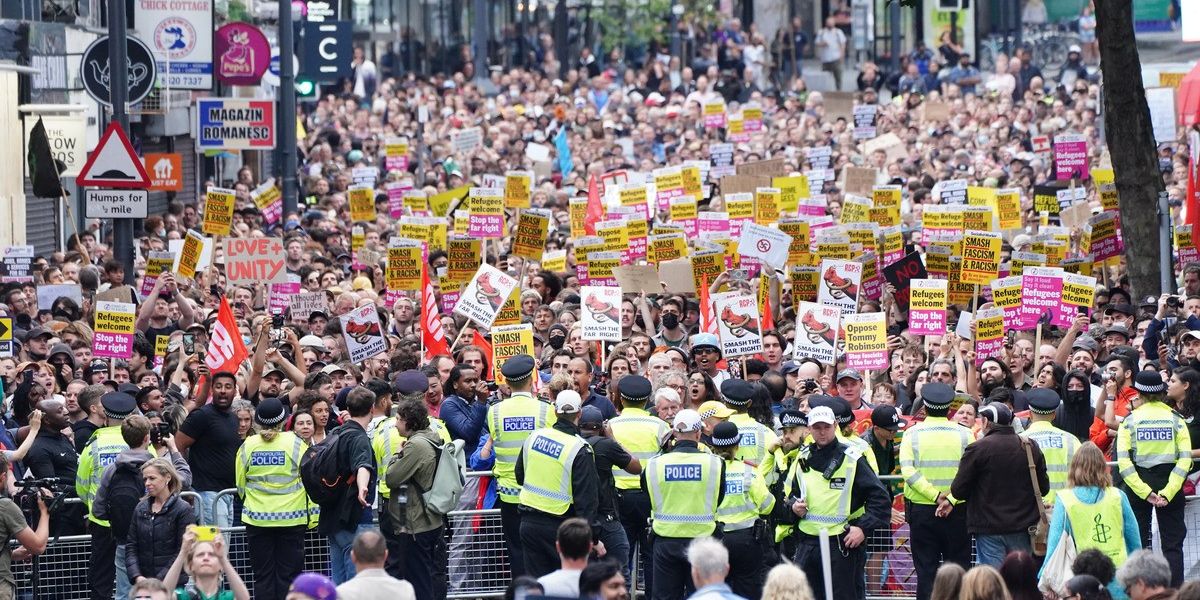 NextImg:Riots fizzle out: Fears of mass violent disorder fail to materialise as up to 25,000 counter-protesters take to streets