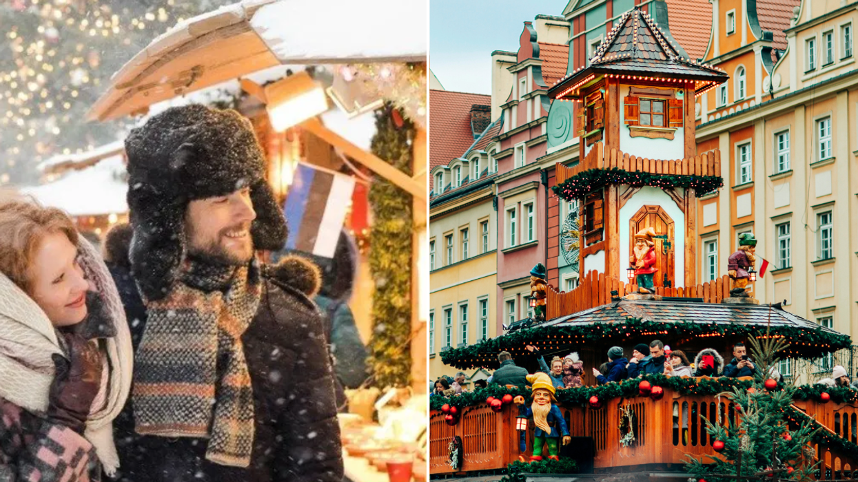 Couple at Christmas market Tallinn Estonia / Christmas market Wroclaw, Poland