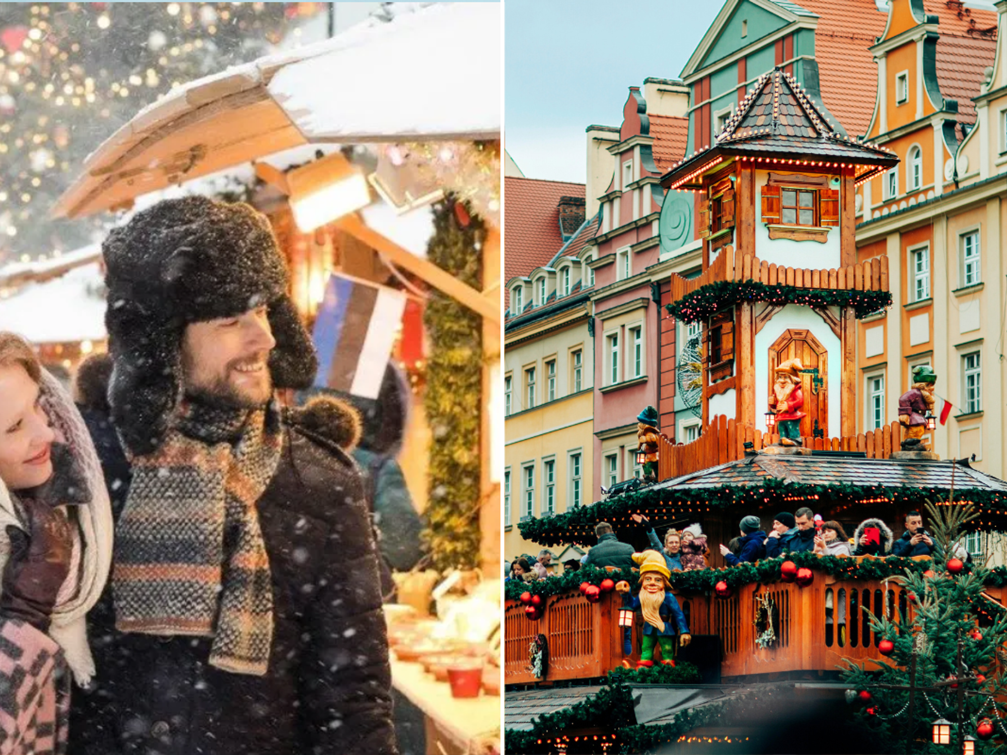 Couple at Christmas market Tallinn Estonia / Christmas market Wroclaw, Poland