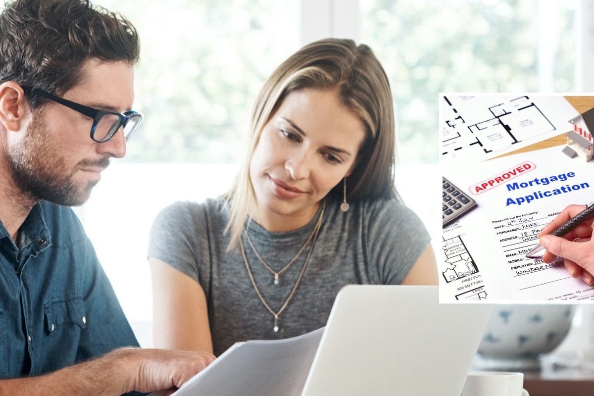 Couple at laptop looking at mortgage