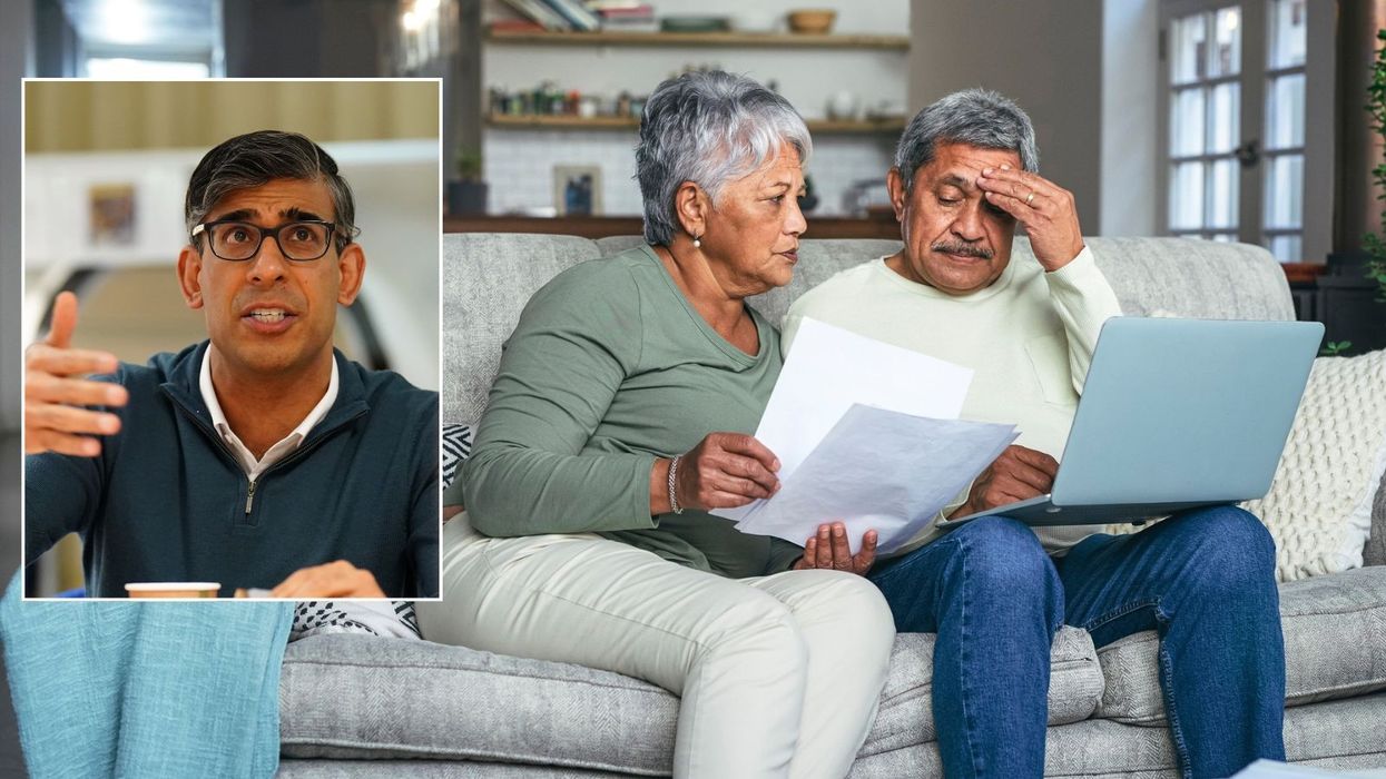 Couple at laptop worried