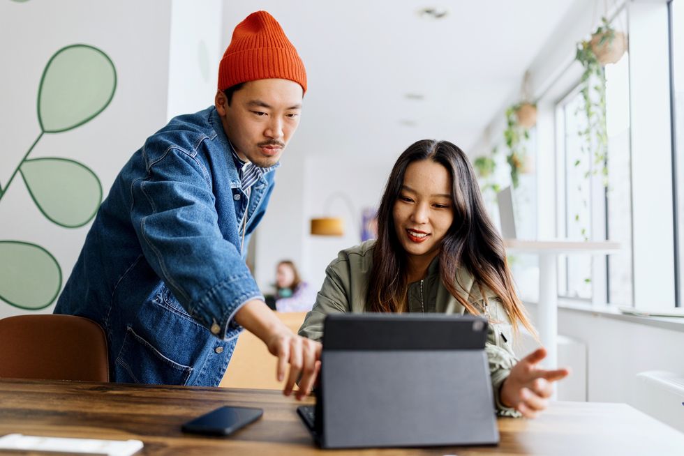 Couple at laptop