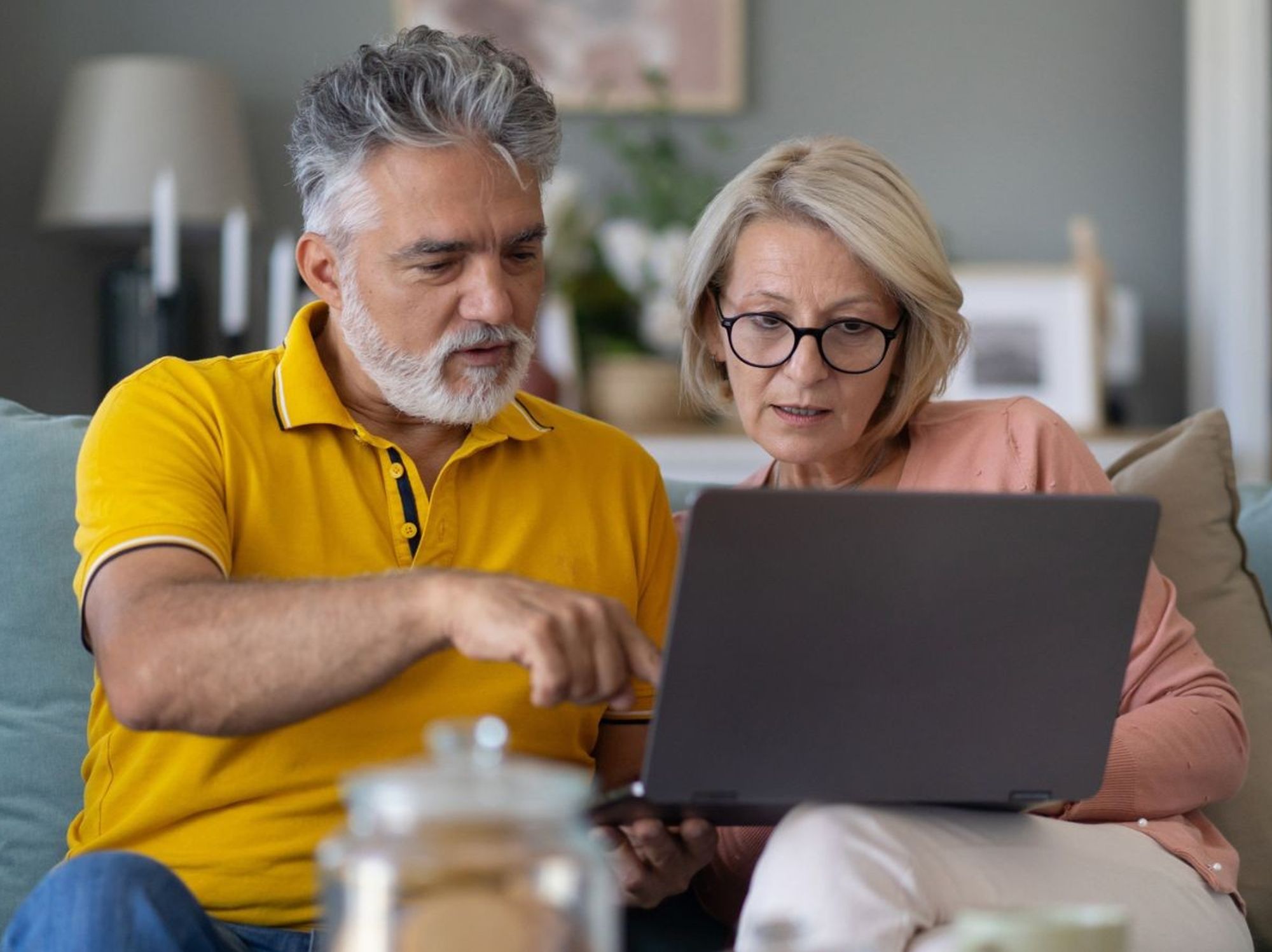 Couple at laptop