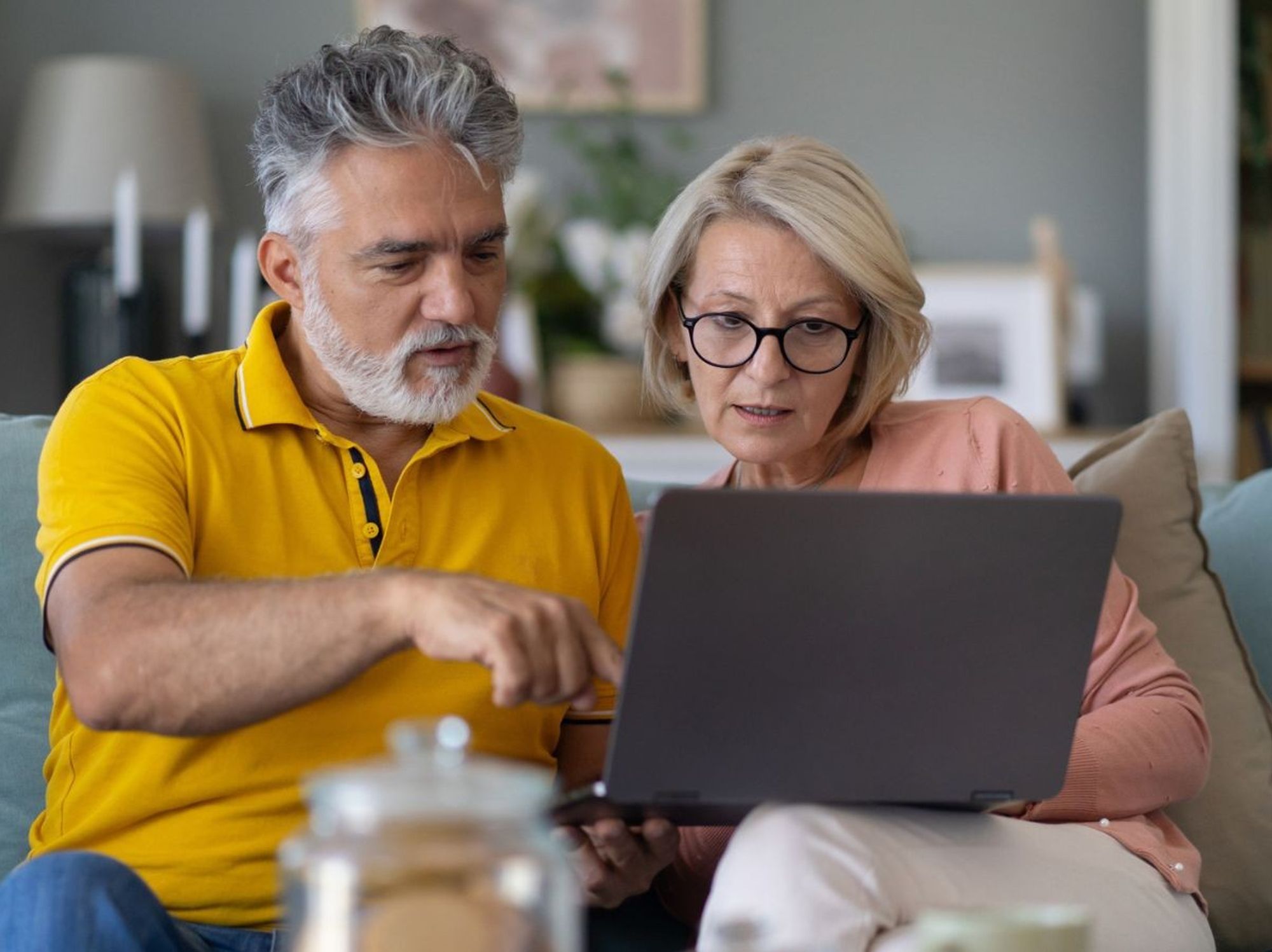 Couple at laptop